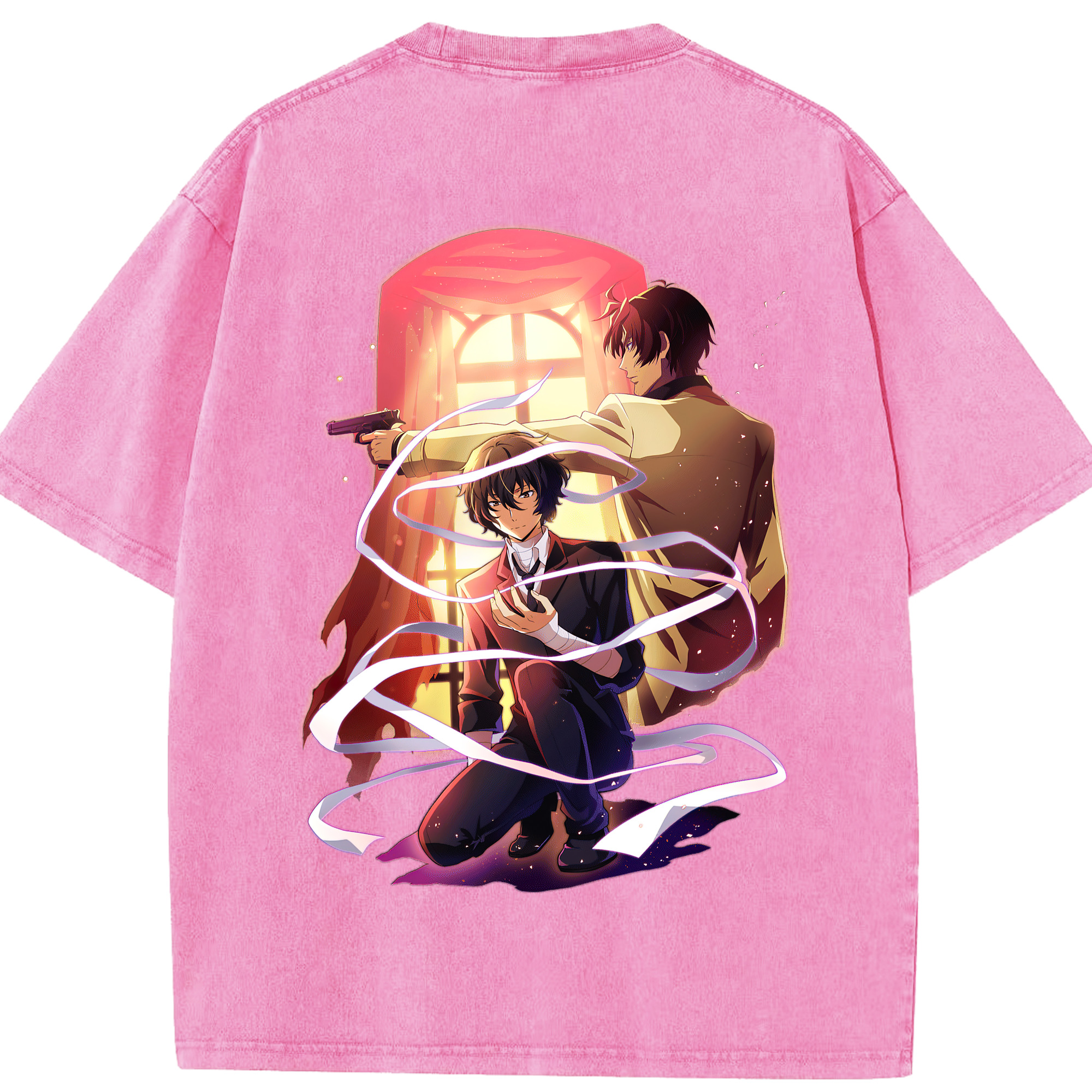 （画像用） 文豪ストレイドッグス Bungo Stray Dogs 綿100% ヴィンテージ風 半袖Tシャツ（背面プリント）
